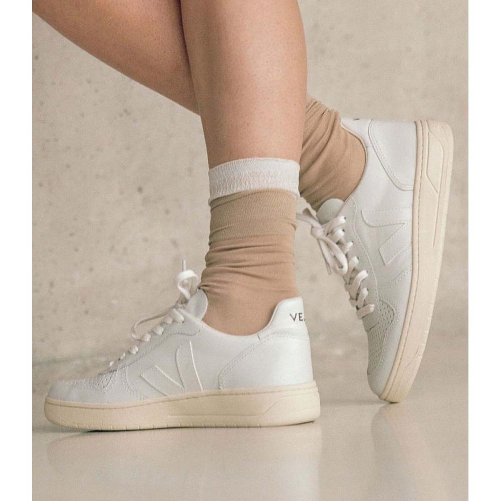 Women's Veja V-10 LEATHER Sneakers White | SG 665BEX